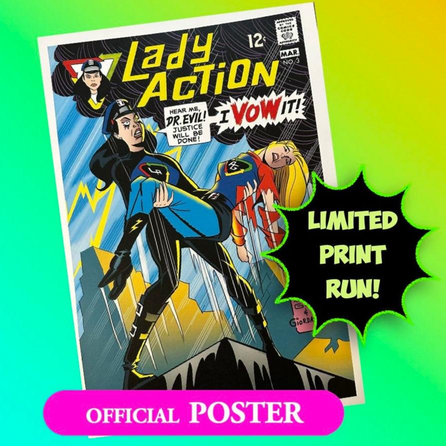 Lady Action Poster by Glenn Whitmore