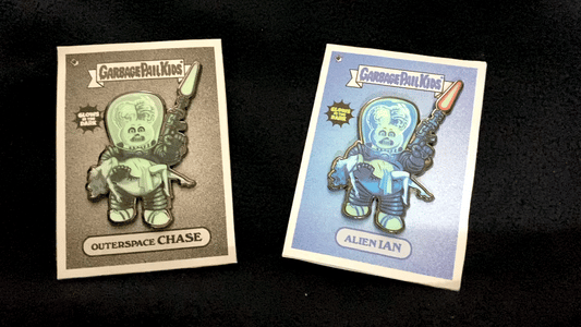 Garbage Pail Kids - Mars Attacks - Alien Ian - Limited Edition GLOW IN THE DARK Enamel Pin and Exclusive Promo Trading Card