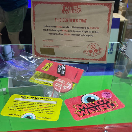 Mega Weird Weirdo Kit! - Enamel Pin, Certificate, Card and round pin