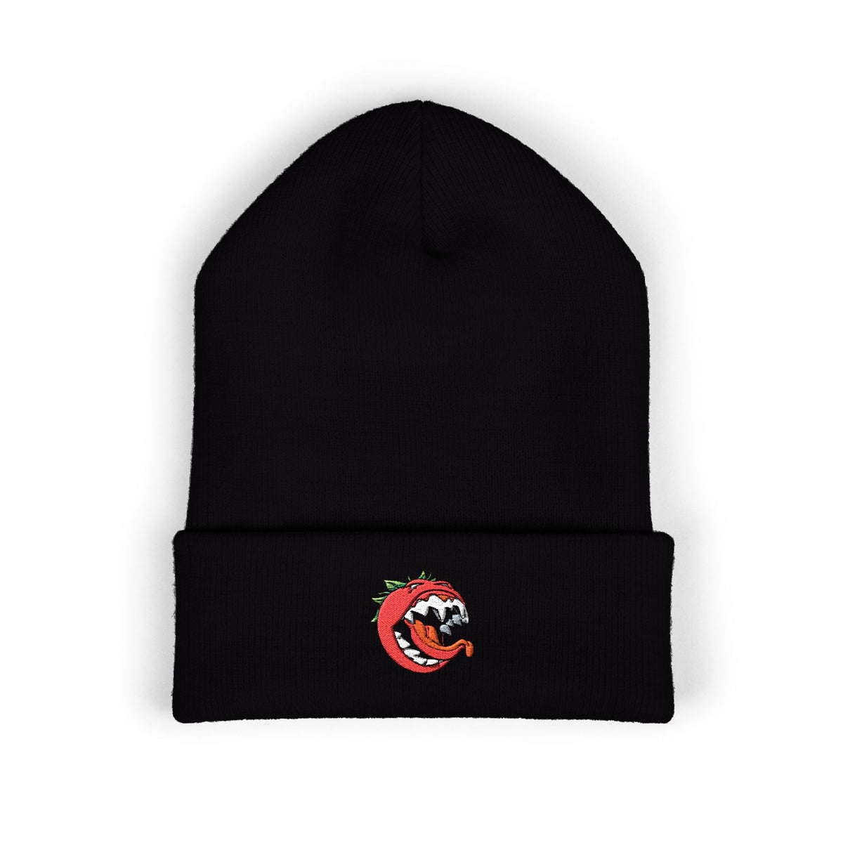 Killer Tomato Embroidered Beanie — Classic Cuffed Knit Hat