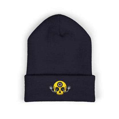 Mega Weird Skull Beanie — Embroidered Waving Hands Logo