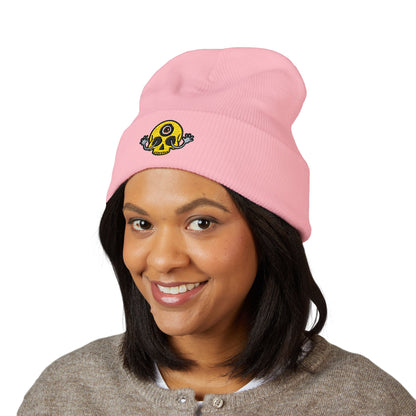 Mega Weird Skull Beanie — Embroidered Waving Hands Logo