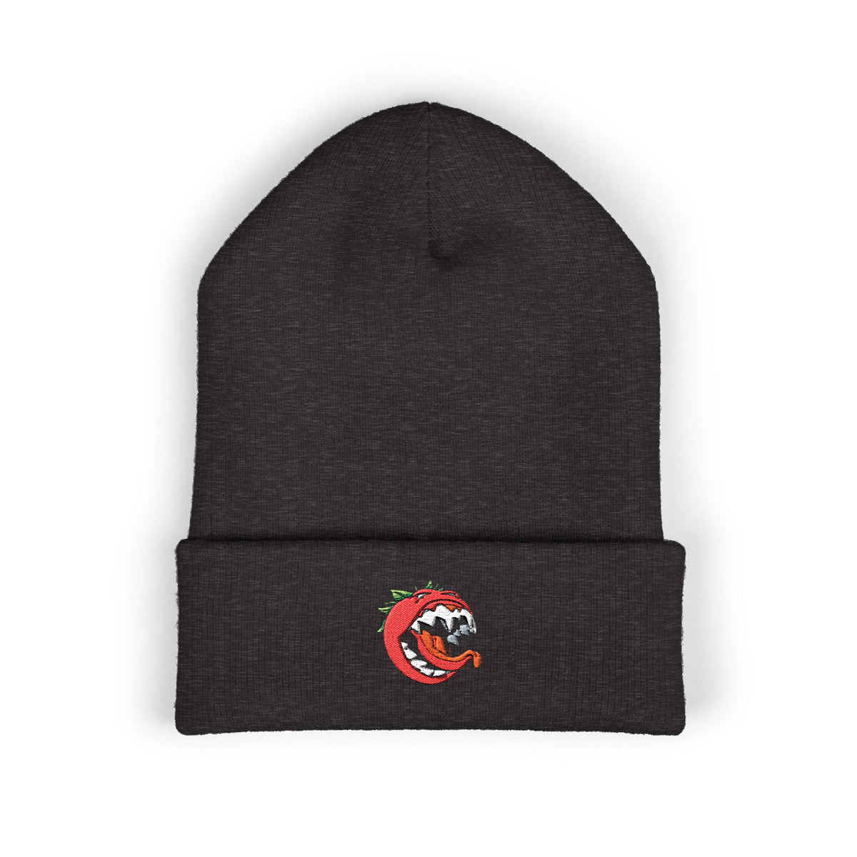 Killer Tomato Embroidered Beanie — Classic Cuffed Knit Hat
