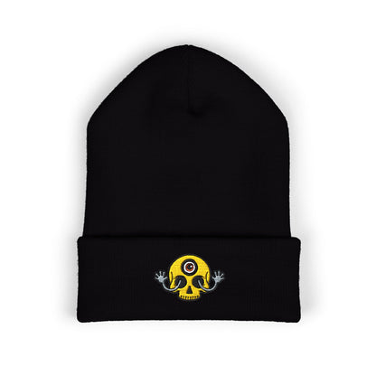 Mega Weird Skull Beanie — Embroidered Waving Hands Logo