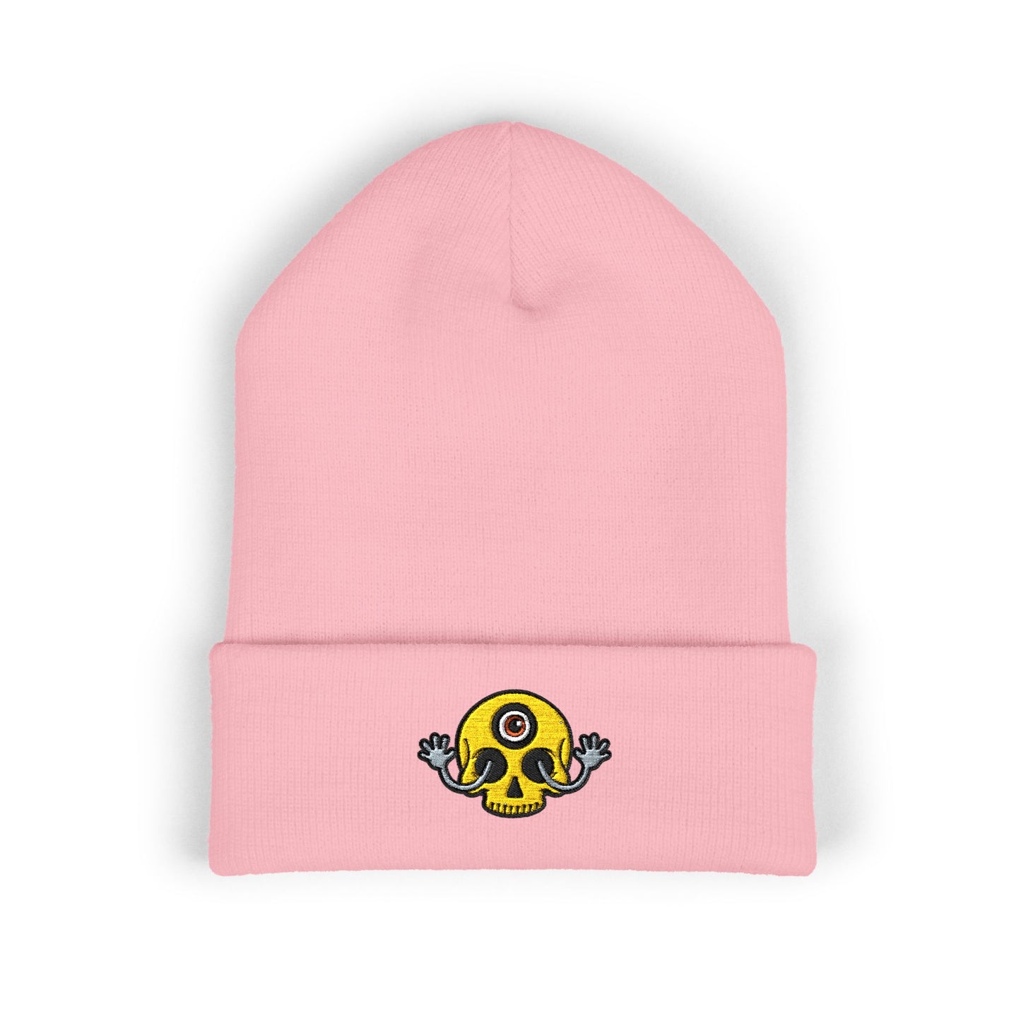 Mega Weird Skull Beanie — Embroidered Waving Hands Logo