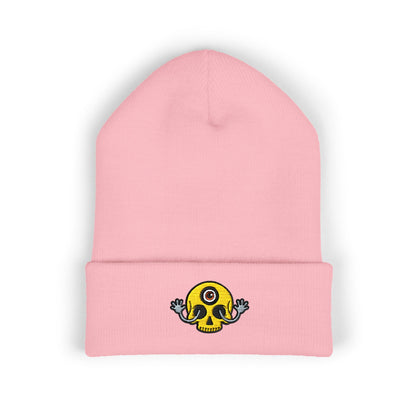 Mega Weird Skull Beanie — Embroidered Waving Hands Logo