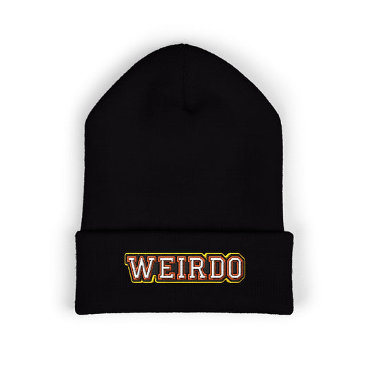 WEIRDO Embroidered Beanie — Classic Cuffed Knit Hat