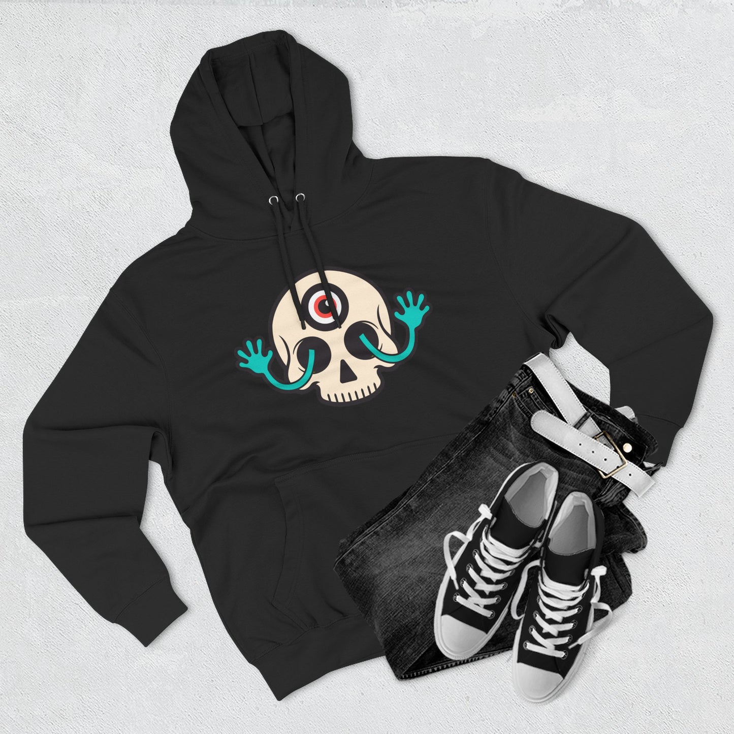 MEGAWEIRD Hugging Skull hoodie. "Be a Megaweirdo"