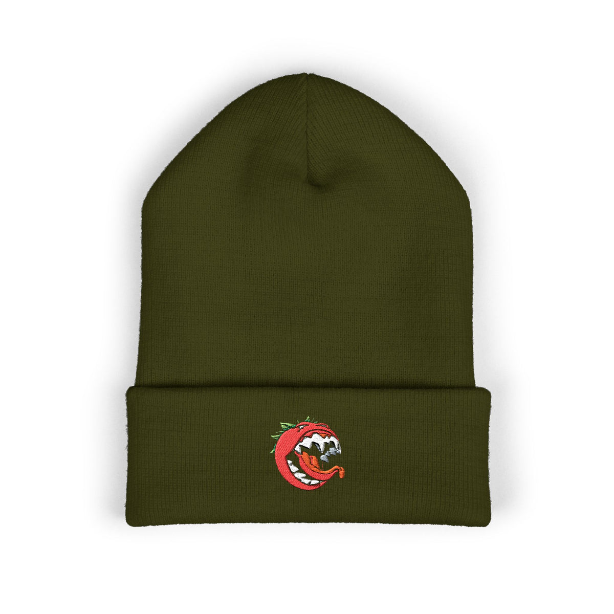 Killer Tomato Embroidered Beanie — Classic Cuffed Knit Hat