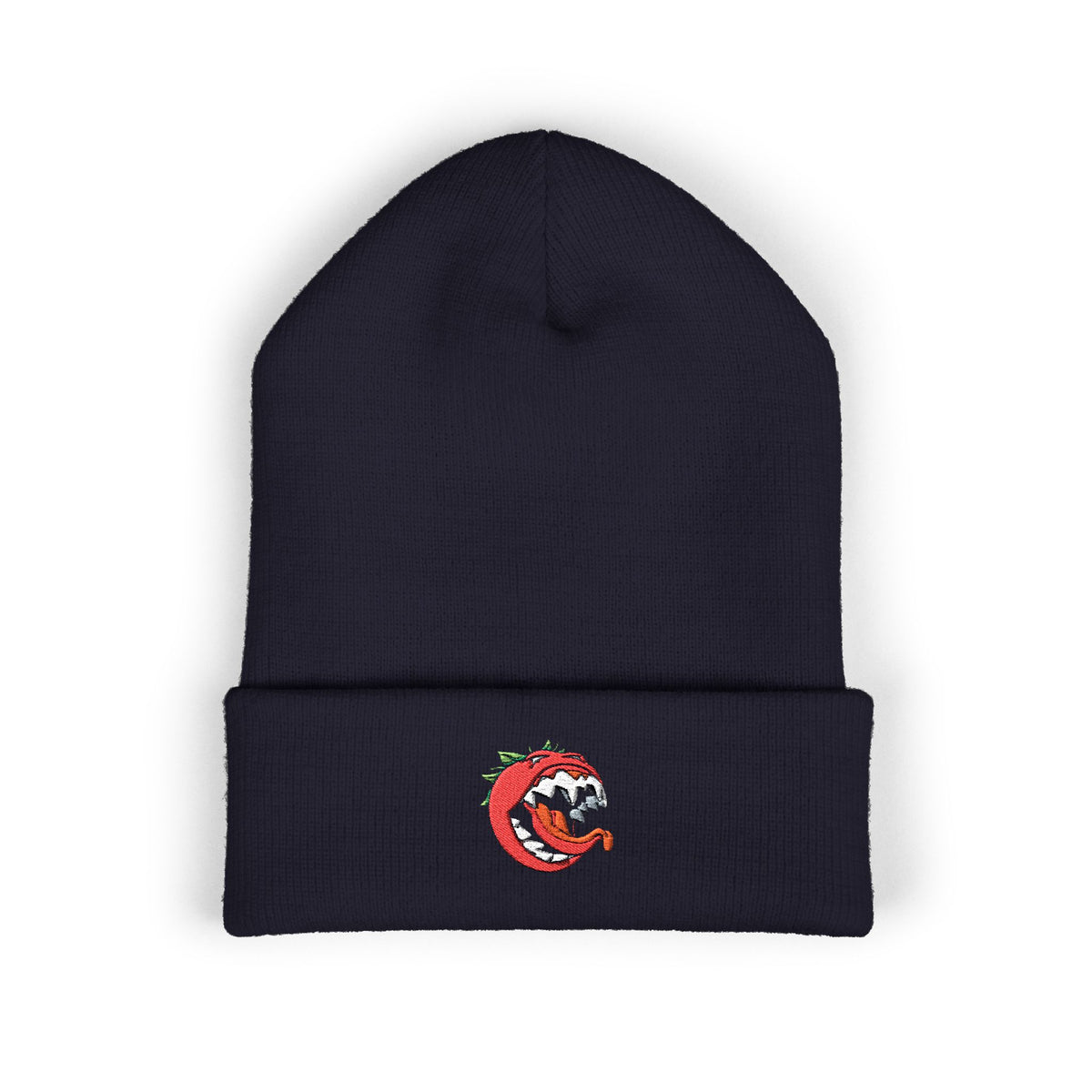 Killer Tomato Embroidered Beanie — Classic Cuffed Knit Hat