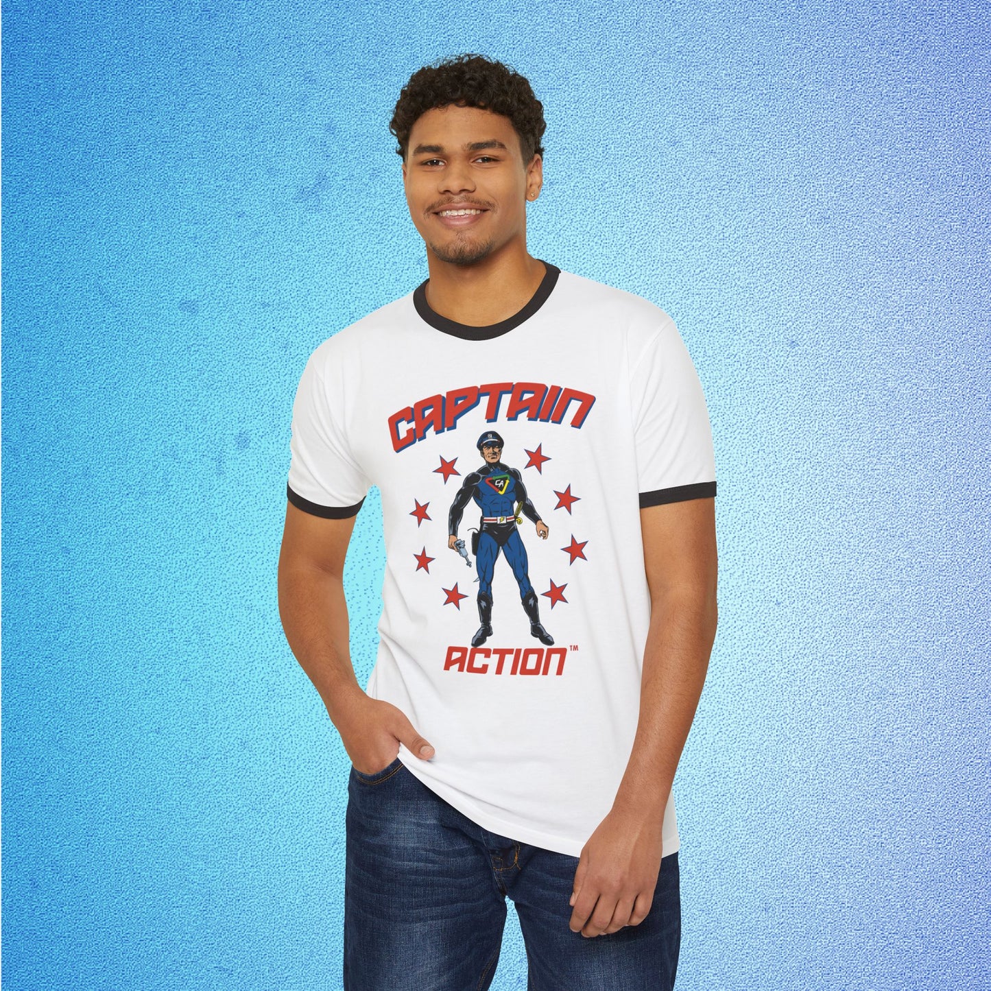Captain Action™ – Stars 250 Ringer T-Shirt