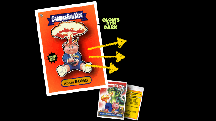 Garbage Pail Kids - ADAM BOMB - SDCC Limited Edition Glow in the Dark Enamel Pin and Trading Card