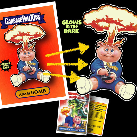 Garbage Pail Kids - ADAM BOMB - SDCC Limited Edition Glow in the Dark Enamel Pin and Trading Card