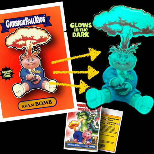 Garbage Pail Kids - ADAM BOMB - SDCC Limited Edition Glow in the Dark Enamel Pin and Trading Card