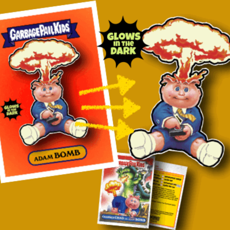 Garbage Pail Kids - ADAM BOMB - SDCC Limited Edition Glow in the Dark Enamel Pin and Trading Card