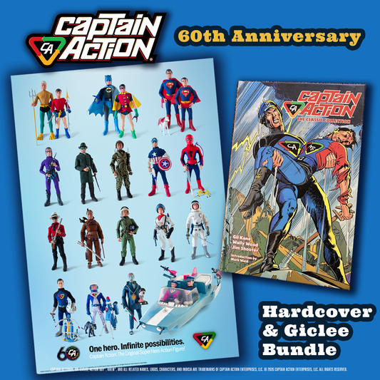 Captain Action® 60th Anniversary Bundle - Giclée Print - Infinite Possibilities & Hardcover Book