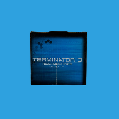 Terminator 3 Rise Machines Center Giant collectible box, featuring a blue and black textured design with white text, shown on a white background.