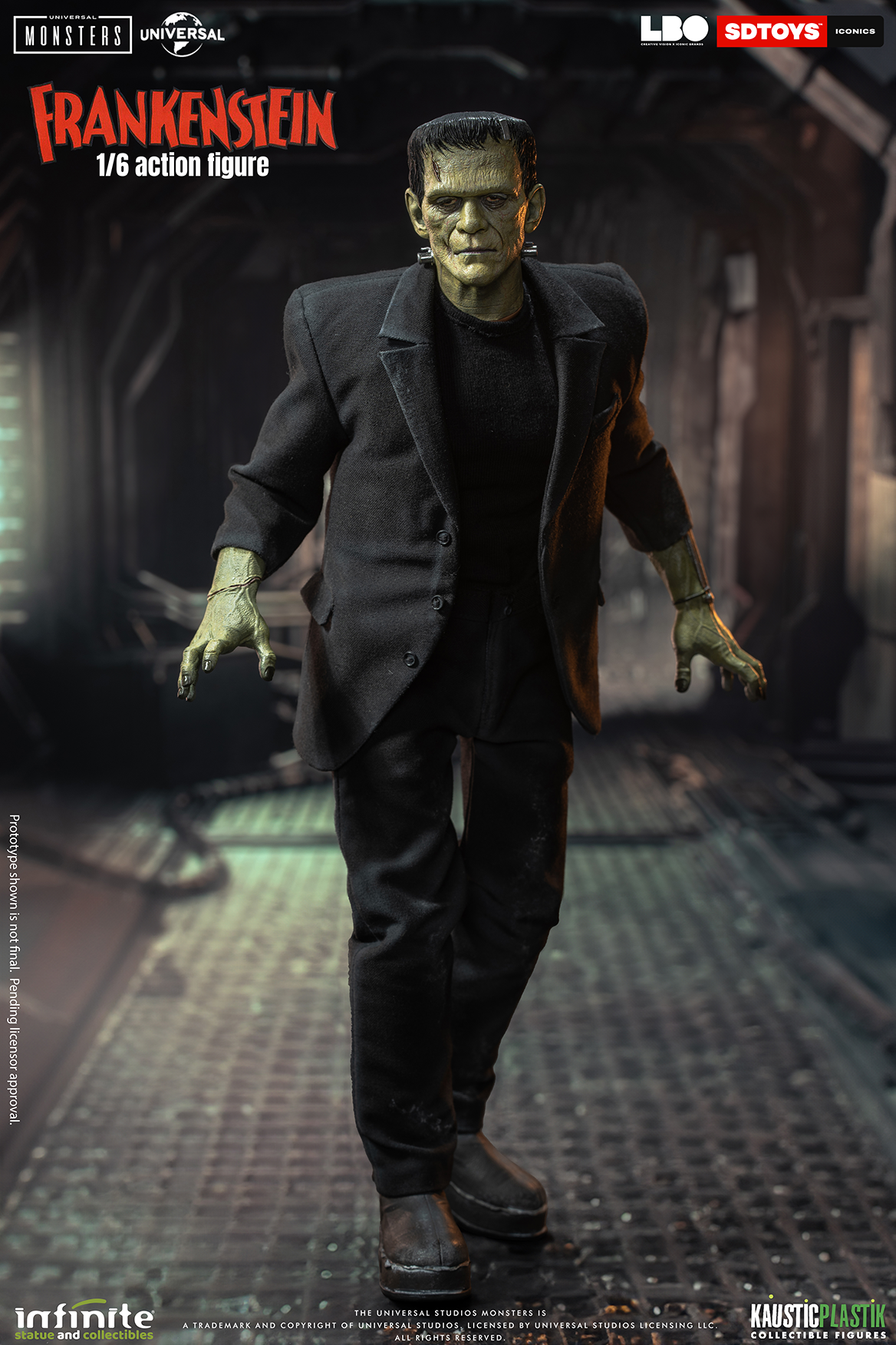 Frankenstein’s Monster Figure with Castle Wall Diorama – 1:6 Scale Display