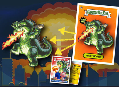 Garbage Pail Kids - Fryin' Ryan - Limited Edition Glow in the Dark Enamel Pin and Trading Card
