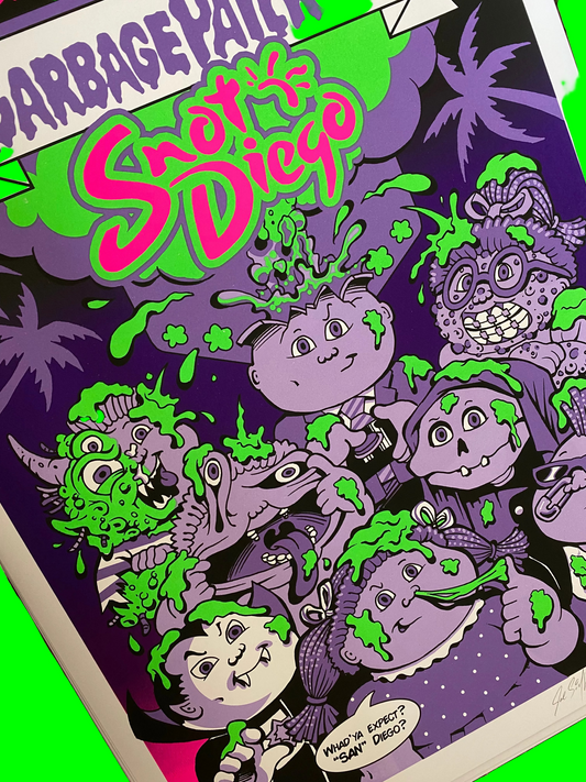 Garbage Pail Kids -  SNOT DIEGO  - Limited Edition Black Light Posters Signed and Numbered by Joe Simko