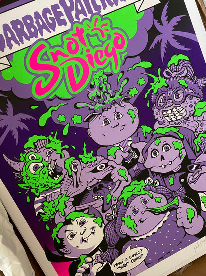 Garbage Pail Kids -  SNOT DIEGO  - Limited Edition Black Light Posters Signed and Numbered by Joe Simko