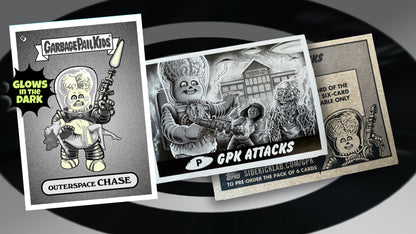 Garbage Pail Kids - Mars Attacks -  Outerspace Chase - Limited Edition GLOW IN THE DARK Enamel Pin and Exclusive Promo Trading Card