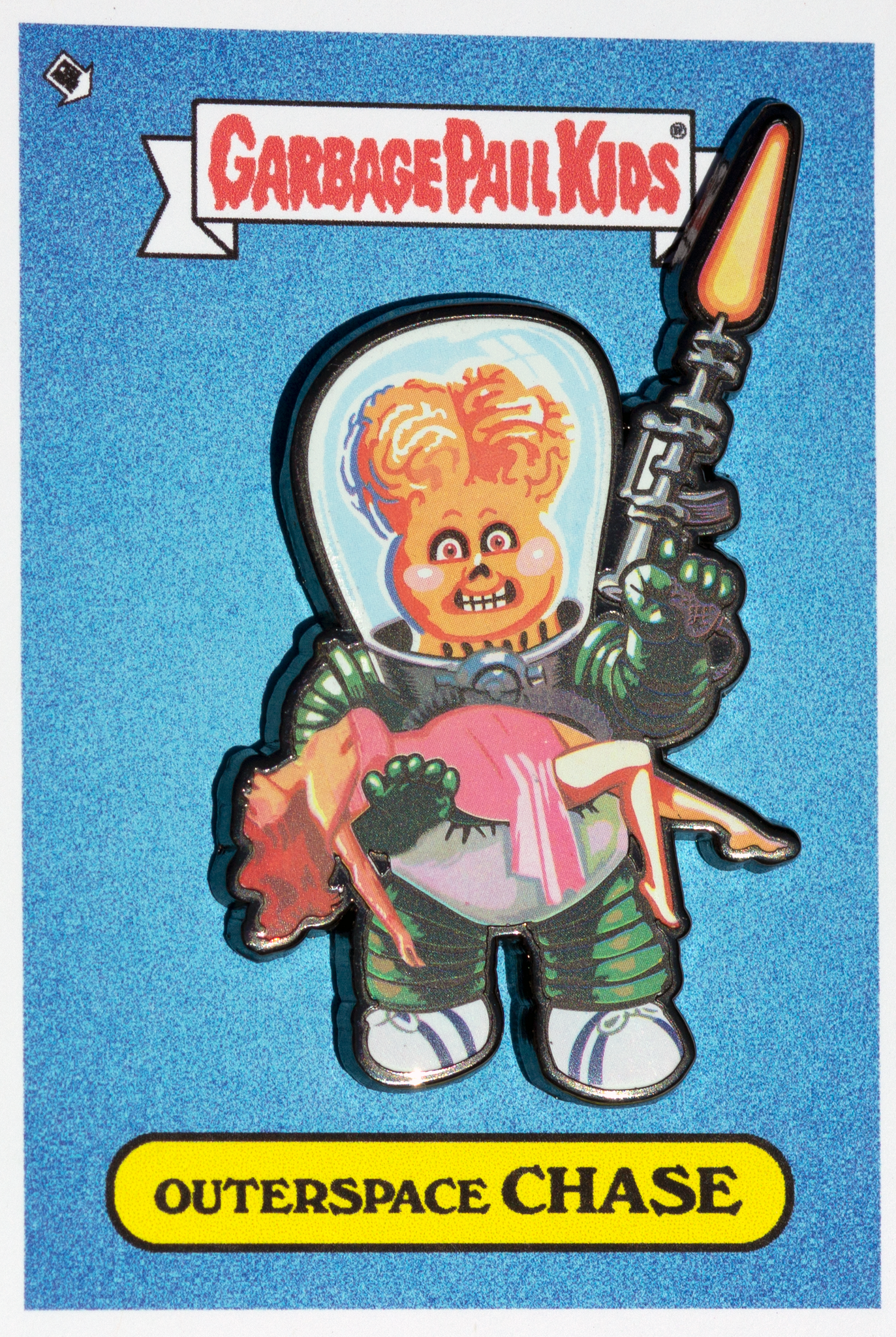 Garbage Pail Kids - Mars Attacks -  Outerspace Chase- Limited Edition - Enamel Pin and Exclusive Promo Trading Card